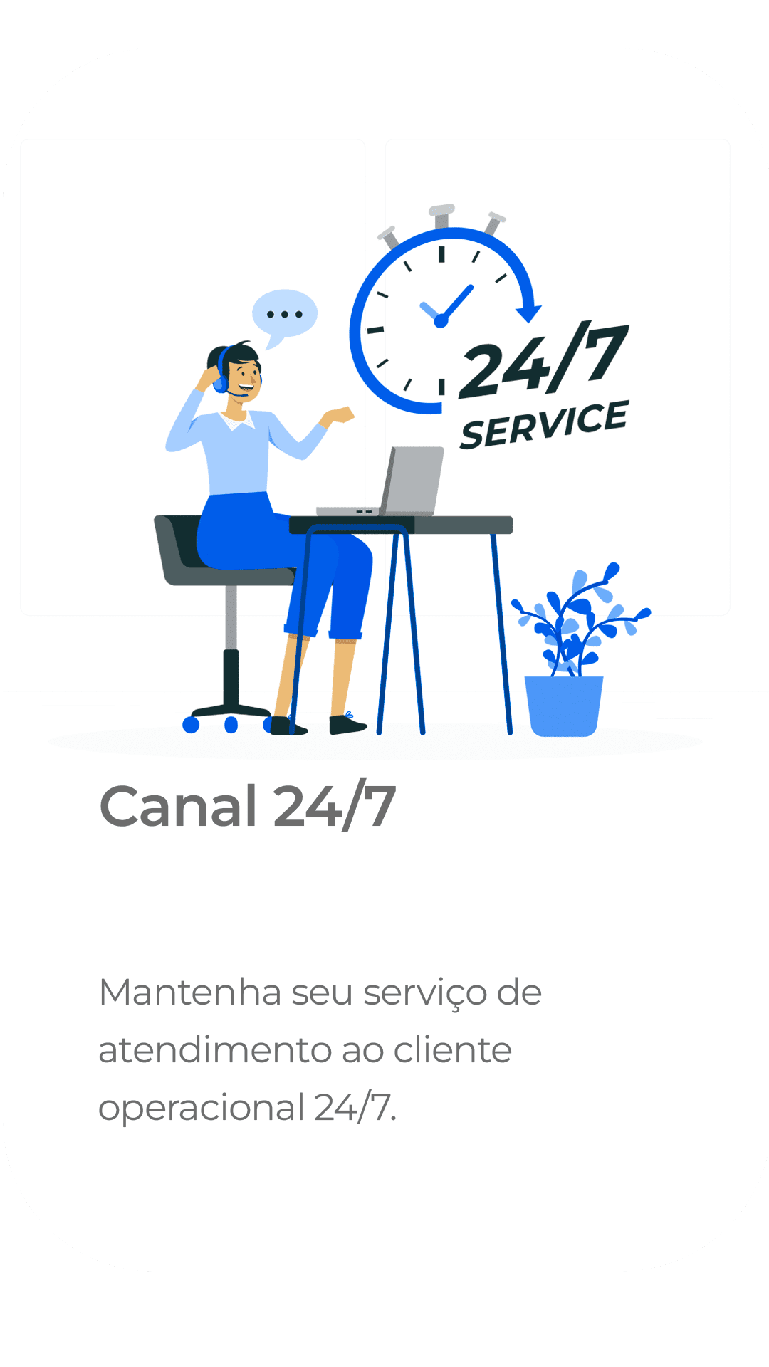 Canal de atendimento disponível 24 horas por dia, 7 dias por semana